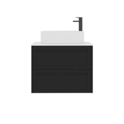 Royal Bathrooms Royal Bathroom Elmore 700mm Matt Nocturne Black Wall Mounted Bathroom Vanity Unit 2 Drawer Plain White Worktop With Peak Basin - thumbnail 7