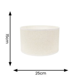 Valuelights Eva Natural Linen Fabric With White Trim Small Drum Light Shade And Bulb (D)25Cm - thumbnail 4