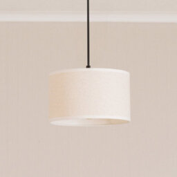 Valuelights Eva Natural Linen Fabric With White Trim Small Drum Light Shade And Bulb (D)25Cm - thumbnail 3