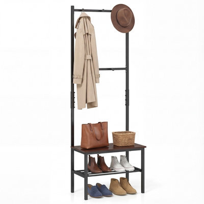 Gainoom 3-In-1 Hall Tree Freestanding Entryway Bench Industrial Hallway Organizer Coat And Shoe Rack - image 1
