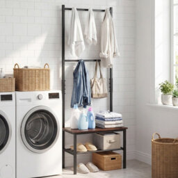 Gainoom 3-In-1 Hall Tree Freestanding Entryway Bench Industrial Hallway Organizer Coat And Shoe Rack - thumbnail 8
