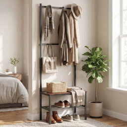 Gainoom 3-In-1 Hall Tree Freestanding Entryway Bench Industrial Hallway Organizer Coat And Shoe Rack - thumbnail 3