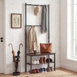 Gainoom 3-In-1 Hall Tree Freestanding Entryway Bench Industrial Hallway Organizer Coat And Shoe Rack - thumbnail 4