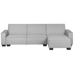 Beliani Corner Sofa Bed 3 Seater Romedal Fabric Light Grey Left Hand - thumbnail 1