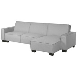 Beliani Corner Sofa Bed 3 Seater Romedal Fabric Light Grey Left Hand - thumbnail 4