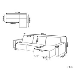 Beliani Corner Sofa Bed 3 Seater Romedal Fabric Light Grey Left Hand - thumbnail 3