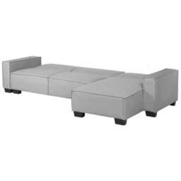 Beliani Corner Sofa Bed 3 Seater Romedal Fabric Light Grey Left Hand - thumbnail 6