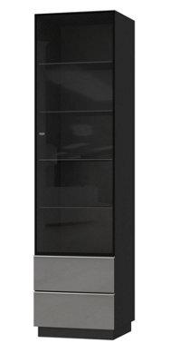 Arte Helio 05 Tall Display Cabinet H1950mm W500mm D480mm - Grey Gloss Finish - image 1