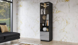 Arte Helio 05 Tall Display Cabinet H1950mm W500mm D480mm - Grey Gloss Finish - thumbnail 2