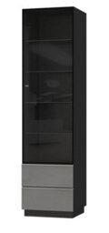 Arte Helio 05 Tall Display Cabinet H1950mm W500mm D480mm - Grey Gloss Finish