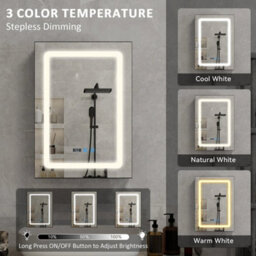 Led Bathroom Mirror Cabinet 3 Color Lighting With Shaver Socket 70X50Cm Black - thumbnail 3