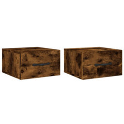 Berkfield Wall-Mounted Bedside Cabinets 2 Pcs Smoked Oak 35X35X20 Cm - thumbnail 2