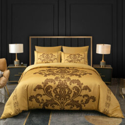 Lazzaro Satin Silk Damask Super King Duvet Cover Set Soft Durable Bedding Sets With Zipper Closure - thumbnail 2