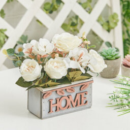 Living And Home Country Style Artificial Potted Plant Fake Hydrangea Peony In Wooden Box Tabletop Centerpiece Ornament