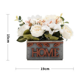 Living And Home Country Style Artificial Potted Plant Fake Hydrangea Peony In Wooden Box Tabletop Centerpiece Ornament - thumbnail 5