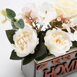 Living And Home Country Style Artificial Potted Plant Fake Hydrangea Peony In Wooden Box Tabletop Centerpiece Ornament - thumbnail 4