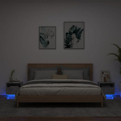 Berkfield Bedside Cabinets With Led Lights 2 Pcs Concrete Grey 40X39X37 Cm - image 1
