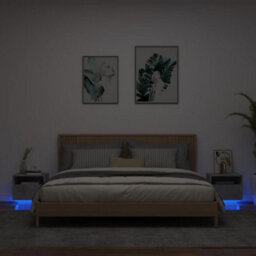 Berkfield Bedside Cabinets With Led Lights 2 Pcs Concrete Grey 40X39X37 Cm - thumbnail 1