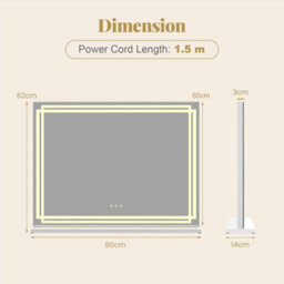 Gainoom Vanity Mirror 80 X 60 Cm Lighted Makeup Mirror With 3 Color Dimmable Lighting Modes And Smart Touch Control - thumbnail 2