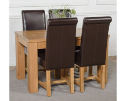 That's Furniture Dakota 127 X 82 Cm Chunky Oak Small Dining Table And 4 Chairs Dining Set With Washington Brown Leather Chairs - thumbnail 3