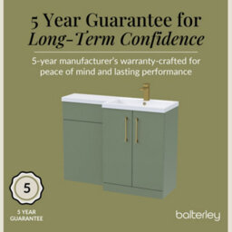 Balterley Right-Hand Bathroom Vanity And Wc Unit Combination With Basin - 1100mm - Satin Green With Brushed Brass Handles - thumbnail 6