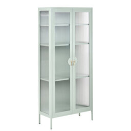 Beliani Glass Display Cabinet Gleora Metal Mint Green - thumbnail 1