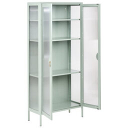 Beliani Glass Display Cabinet Gleora Metal Mint Green - thumbnail 4