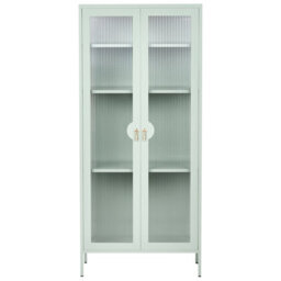 Beliani Glass Display Cabinet Gleora Metal Mint Green - thumbnail 5
