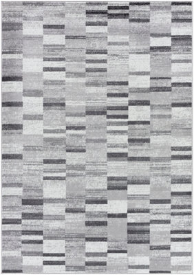 Livabliss Monte Carlo-Modern Black White Grey Graphic Living Dining Bedroom Rug 160 X 220 Cm Easy Care, Non Shedding - image 1