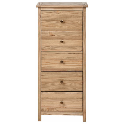 Wyld And Coco Hearth Timber Rustic Sassafras Five Drawer Chest, Light Brown, Tall Storage Sideboard For Bedroom And Living Room - image 1