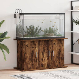 Walplus Smoked Oak Aquarium Stand 101X41X58 Cm Engineered Wood - Fish Tank Cabinet - thumbnail 1