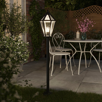 GoodHome Lantern Black Mains-Powered 1 Lamp Outdoor 6 Faces Post Light (H)1200mm - image 1