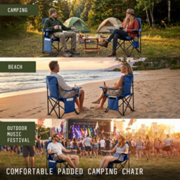 Voyager Pouch Folding Camping Chair 2-Pack, Lightweight With Pocket And Drinks Holder - Blue - thumbnail 7