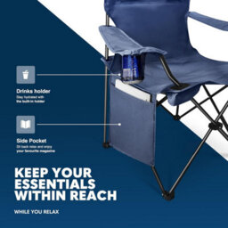Voyager Pouch Folding Camping Chair 2-Pack, Lightweight With Pocket And Drinks Holder - Blue - thumbnail 4
