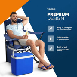 Voyager Pouch Folding Camping Chair 2-Pack, Lightweight With Pocket And Drinks Holder - Blue - thumbnail 3
