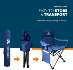 Voyager Pouch Folding Camping Chair 2-Pack, Lightweight With Pocket And Drinks Holder - Blue - thumbnail 5