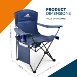 Voyager Pouch Folding Camping Chair 2-Pack, Lightweight With Pocket And Drinks Holder - Blue - thumbnail 2