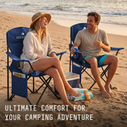 Voyager Pouch Folding Camping Chair 2-Pack, Lightweight With Pocket And Drinks Holder - Blue - thumbnail 8