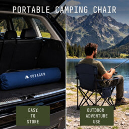 Voyager Pouch Folding Camping Chair 2-Pack, Lightweight With Pocket And Drinks Holder - Blue - thumbnail 9