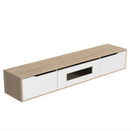 Abrihome High Gloss Tv Cabinet In White & Wood, With Colour Changing Led Lights - thumbnail 3