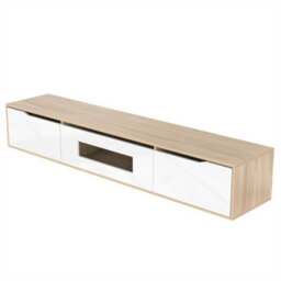 Abrihome High Gloss Tv Cabinet In White & Wood, With Colour Changing Led Lights - thumbnail 6