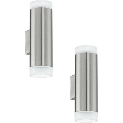 2 Pack Ip44 Outdoor Up & Down Wall Light - Stainless Steel Gu10 Porch Lamp - image 1