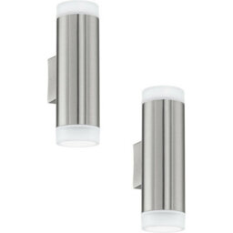 2 Pack Ip44 Outdoor Up & Down Wall Light - Stainless Steel Gu10 Porch Lamp