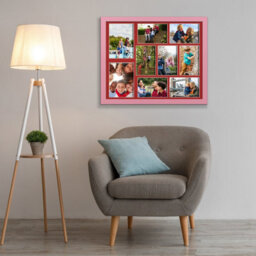 AK Frames 20X16 Pastel Pink Sleek Multi Photo Frame With Crimson Mount - Holds 9 Apertures (2X) 7X5, (7X) 6X4 Photos - thumbnail 3