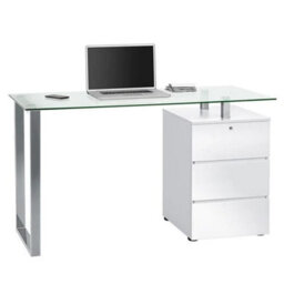 Furniture in Fashion Richmond Clear Glass Top High Gloss Computer Desk In White