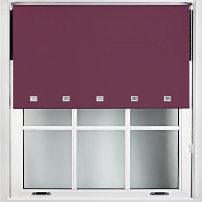 Furnished Blackout Roller Blinds With Square Eyelets And Metal Fittings- Aubergine Trimmable (W)155Cm (L)210Cm