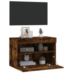 Berkfield Tv Wall Cabinet With Led Lights Smoked Oak 60X30X40 Cm - thumbnail 7