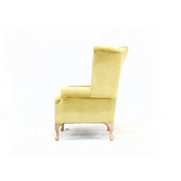 Chesterfield High Back Wing Chair Pimlico Lemon Real Fabric In Queen Anne Style - thumbnail 4