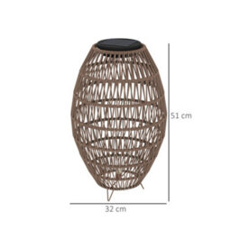 Outsunny Rattan Solar Lamp, Auto On/off Garden Lantern, Dark Brown - thumbnail 3