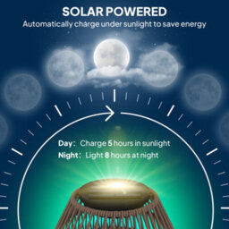 Outsunny Rattan Solar Lamp, Auto On/off Garden Lantern, Dark Brown - thumbnail 4
